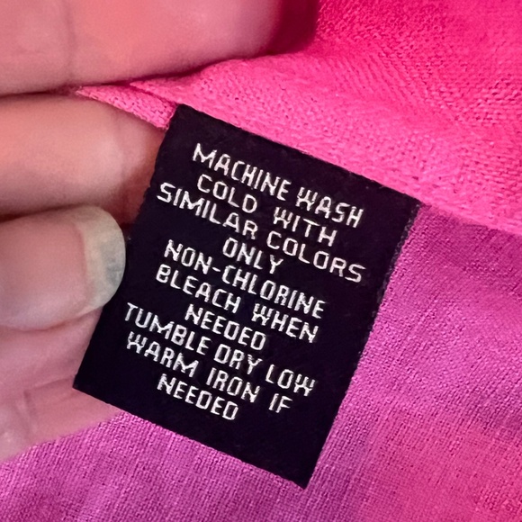 Chaps Classic linen retro button down in hot pink - size XL - Picture 7 of 7